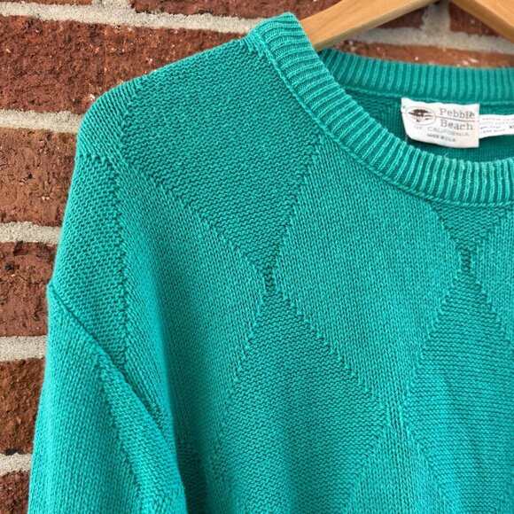 Pebble Beach Aqua Diamond Knit Crewneck XL USA - Picture 11 of 12